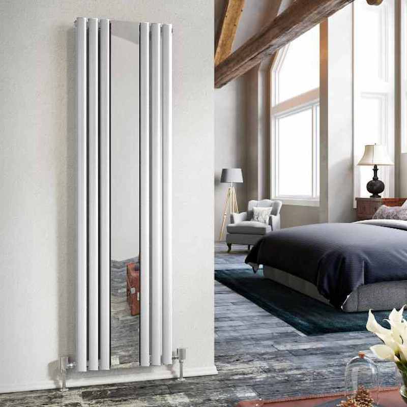 DQ Cove Mirror 1800 x 500 Vertical Radiator White