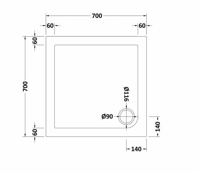 Nuie 700 x 700 Square Shower Tray Slate Grey TR71002