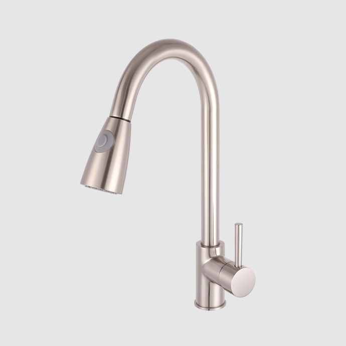 Brushed Steel - Pull Out Kitchen Mixer Tap - KC317 - Nuie