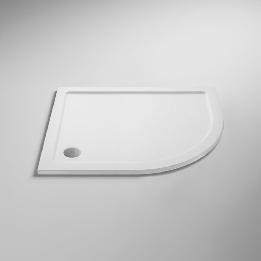Nuie 1200 x 800mm AntiSlip Stone Resin Offset Quadrant Shower Tray