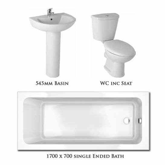 G4 Options Bathroom Suite Inc 1700 x 700mm Bath