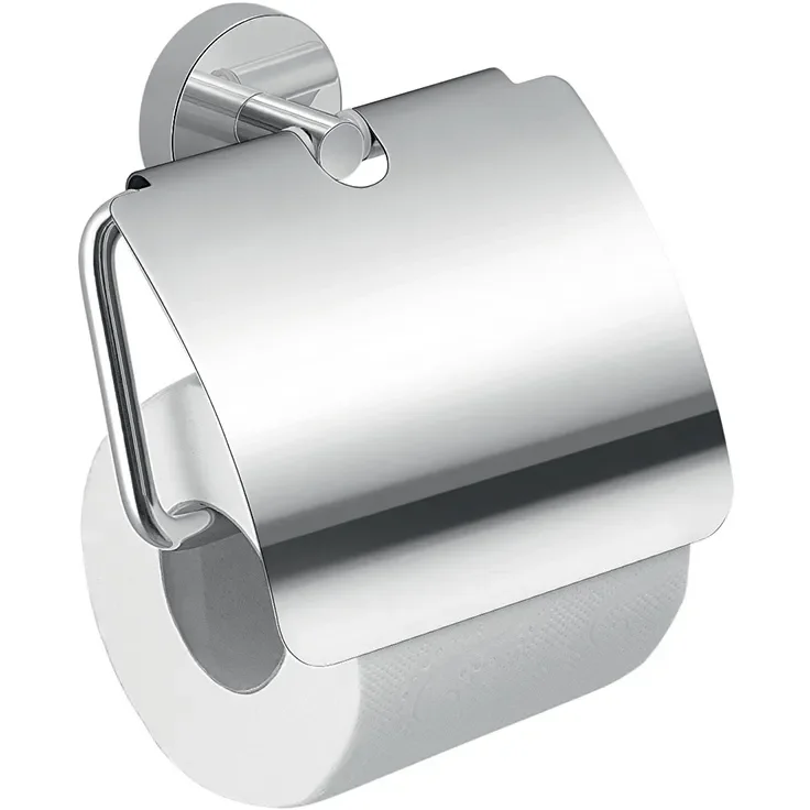 Origins Living Eros Chrome Toilet Roll Holder with Cover
