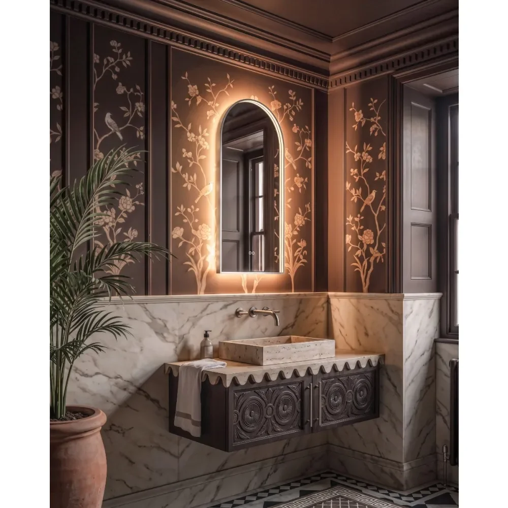 Origins Living Kingsley Arch Illuminated Brushed Nickel Mirror
