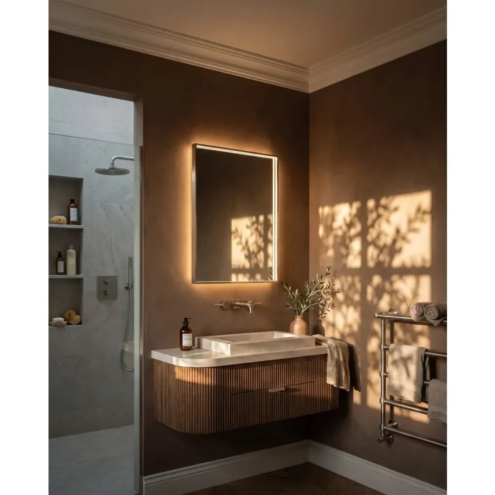 Origins Living Kingsley Rectangular Illuminated Brushed Nickel Mirror