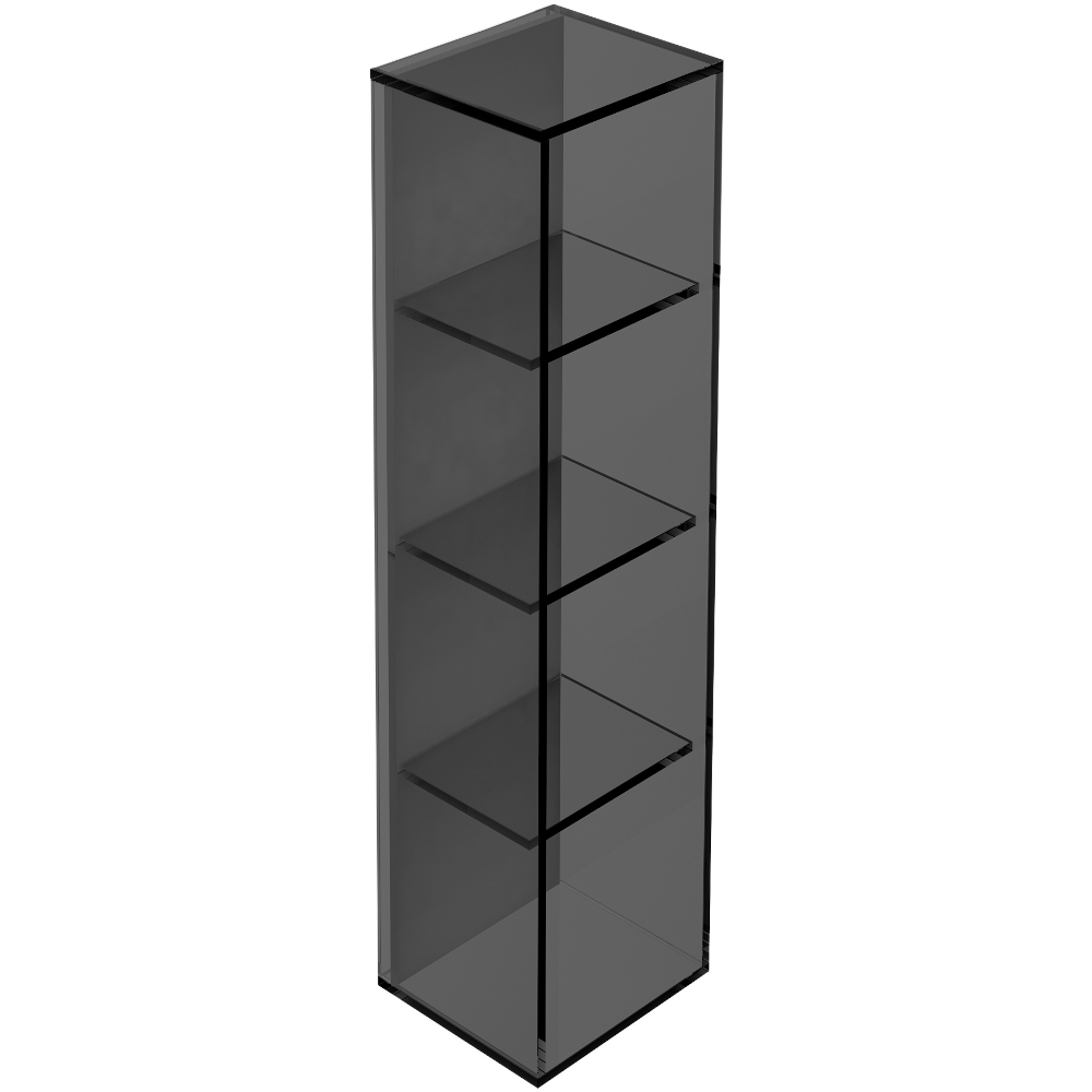 Origins Living Pier Black Smoked Glass 4 Box Rectangular Bathroom Shelf