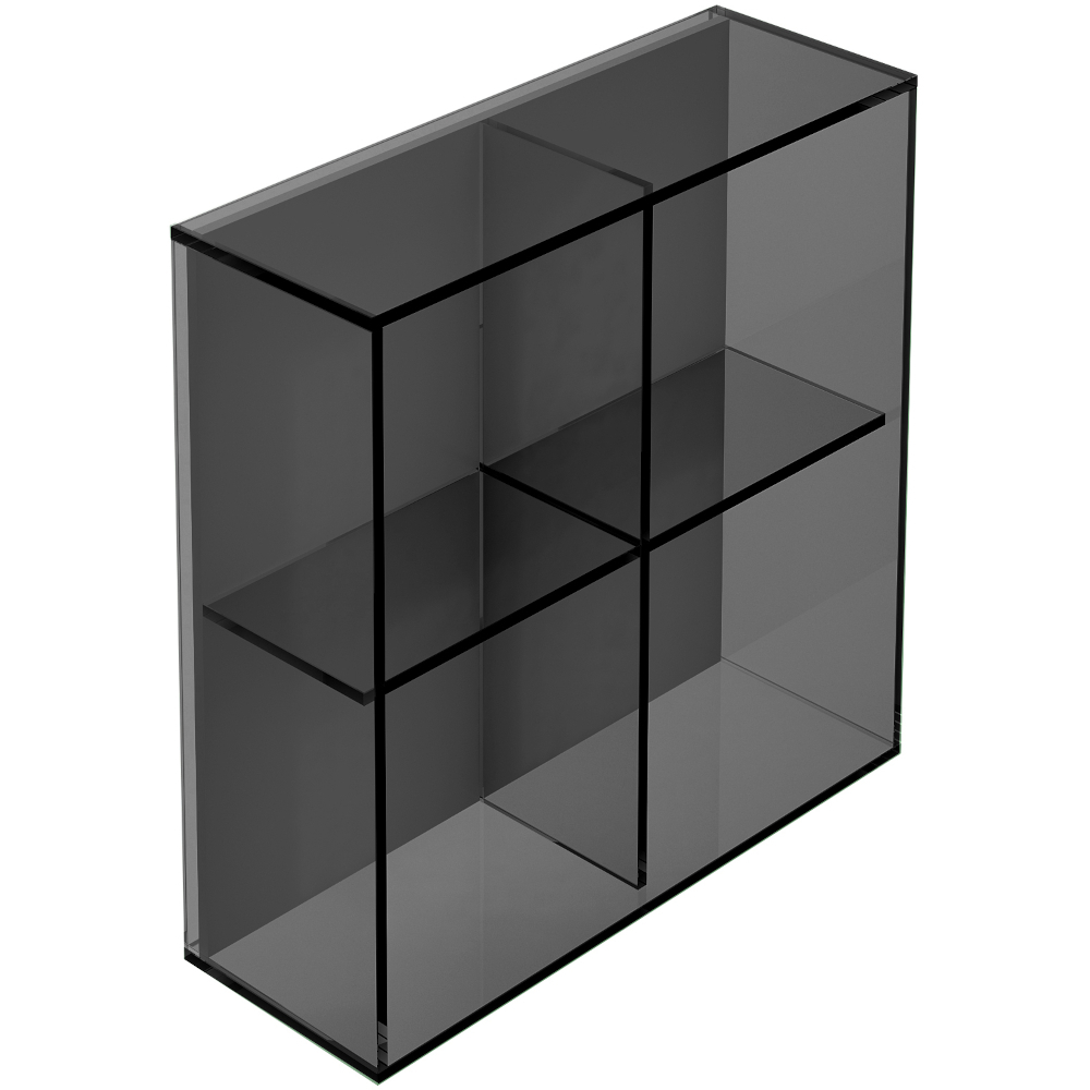 Origins Living Pier Black Smoked Glass 4 Box Square Bathroom Shelf