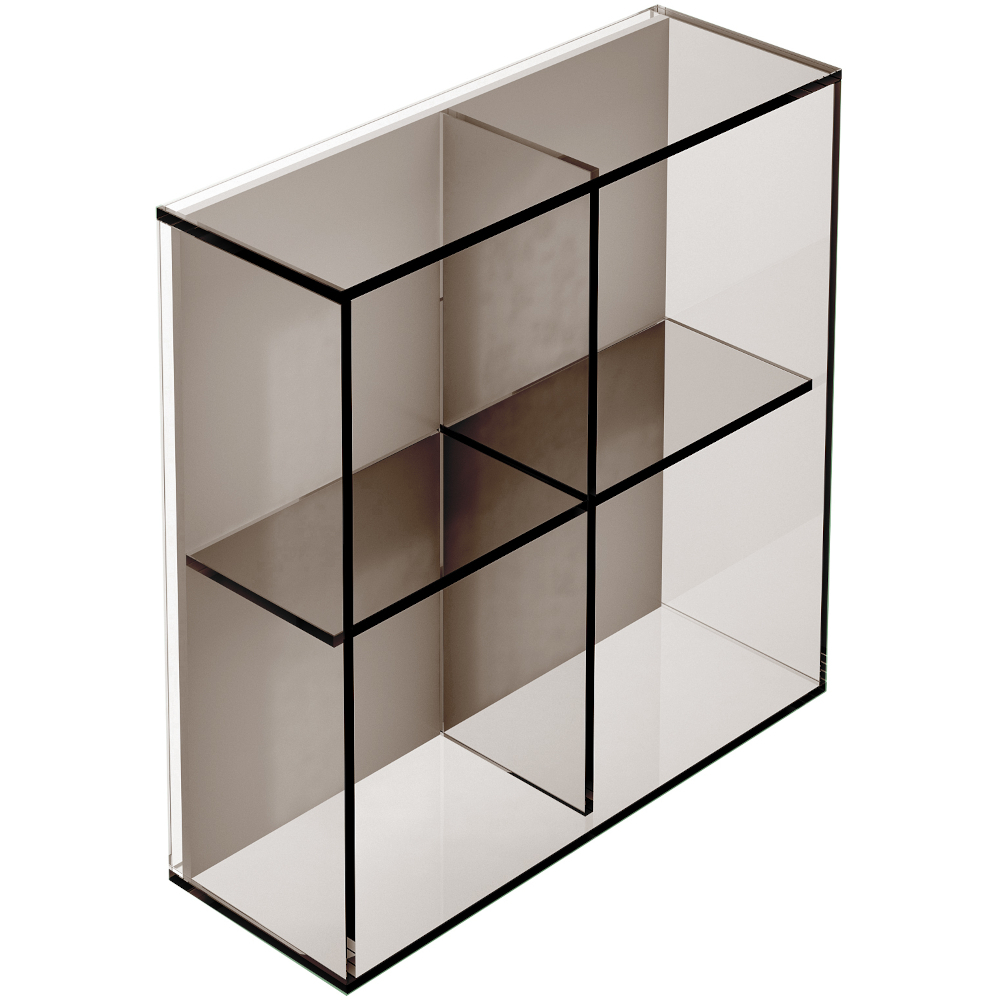 Origins Living Pier Bronze Smoked Glass 4 Box Square Bathroom Shelf