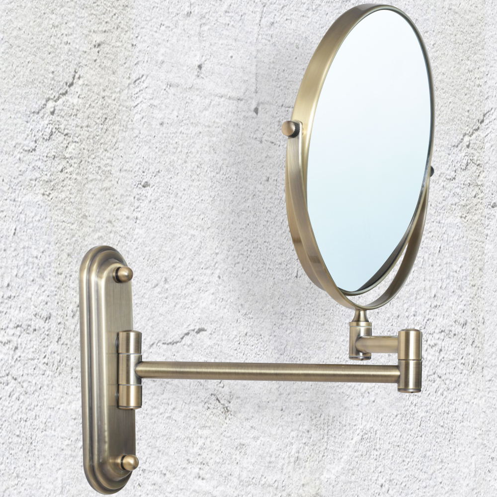 Magnifying Mirror Rocca Origins Living Taylor Brushed Brass Reversible Magnifying Mirror