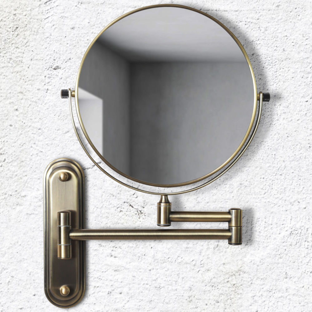 Magnifying Mirror Rocca Origins Living Taylor Brushed Brass Reversible Magnifying Mirror
