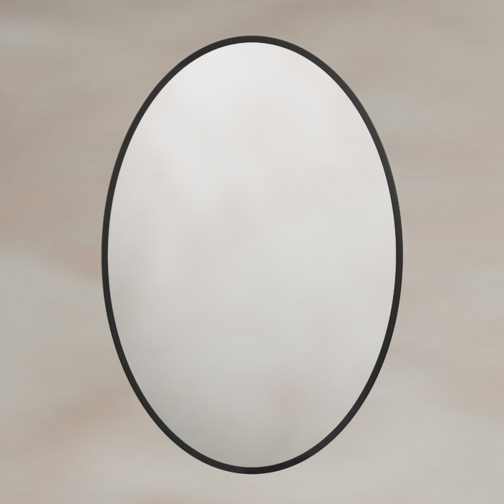 Origins Living Delphine Oval Mirror in Matt Black - 550 x 800mm
