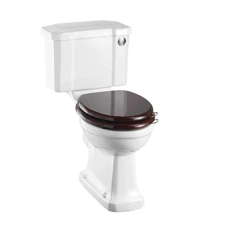 Burlington Rimless Slimline Close Coupled WC & White Ceramic Cistern with Push Button P20 C4