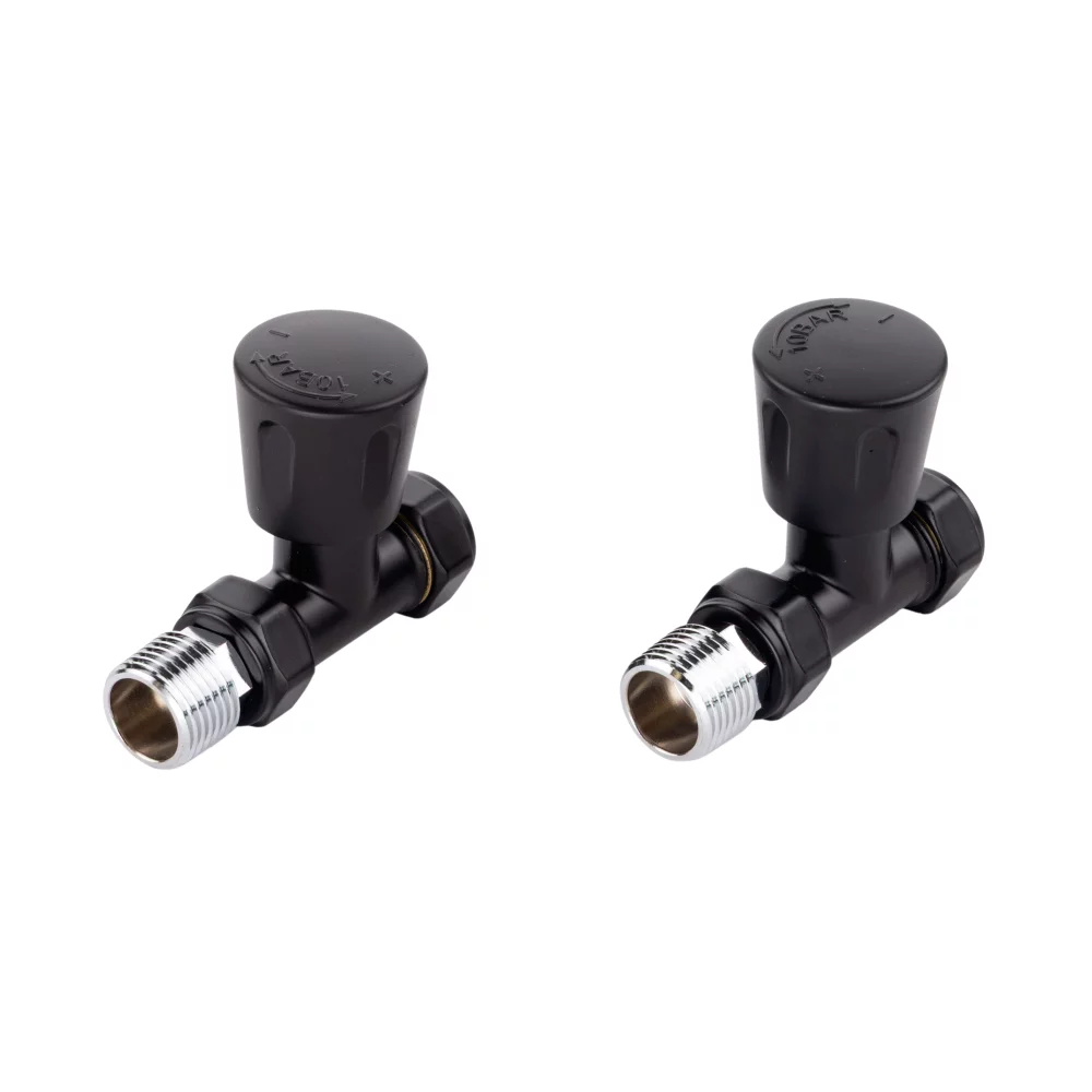 ECO Satin Black Straight Radiator Valves
