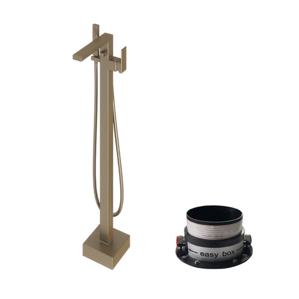 Abacus Plan Freestanding Bath Shower Mixer Tap - Brushed Nickel