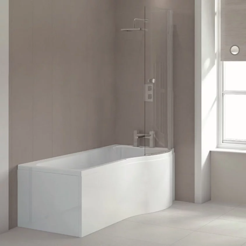 Sommer 1675 x 750/850mm P Shaped Square Shower Bath - Right Handed