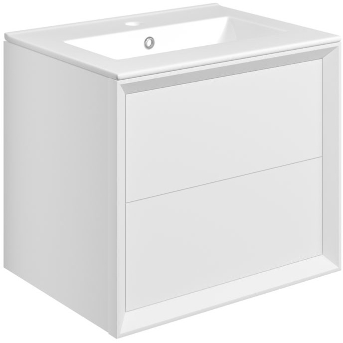 Pekin 610mm Matt White Wall Hung Vanity Unit with Ceramic Basin