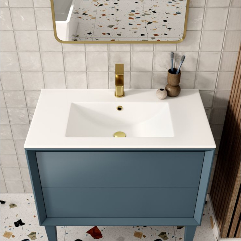 Pekin 610mm Matt Storm Blue Wall Hung Vanity Unit with Ceramic Basin