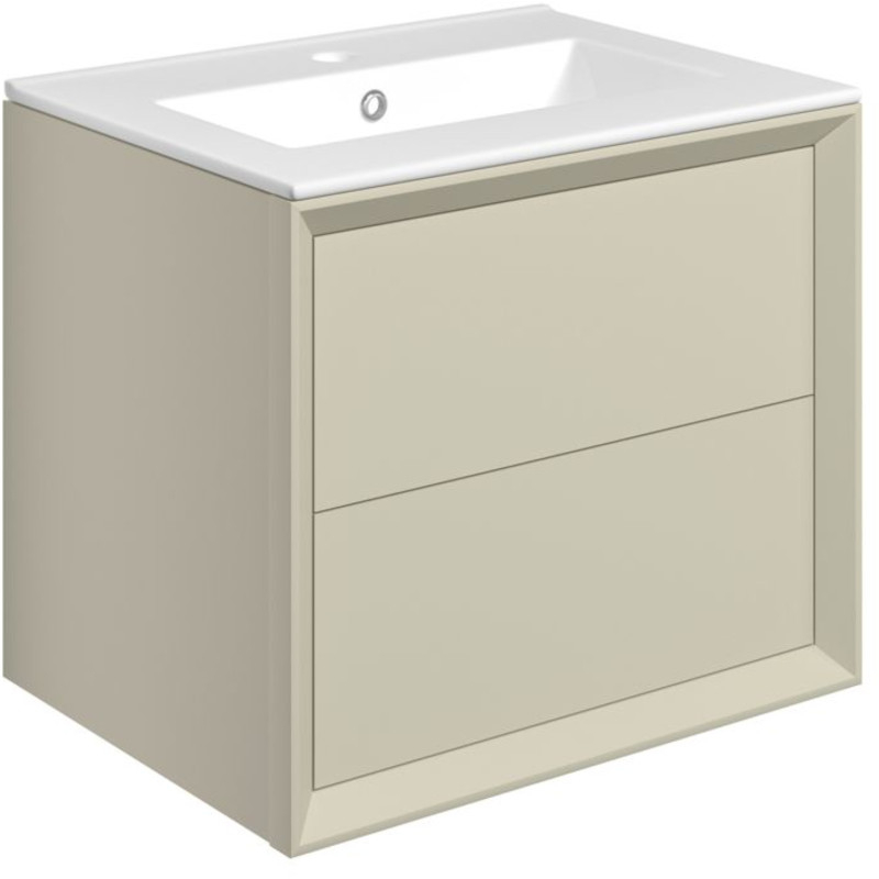 Pekin 615mm Matt Cotton Wall Hung Vanity Unit with Ceramic Basin