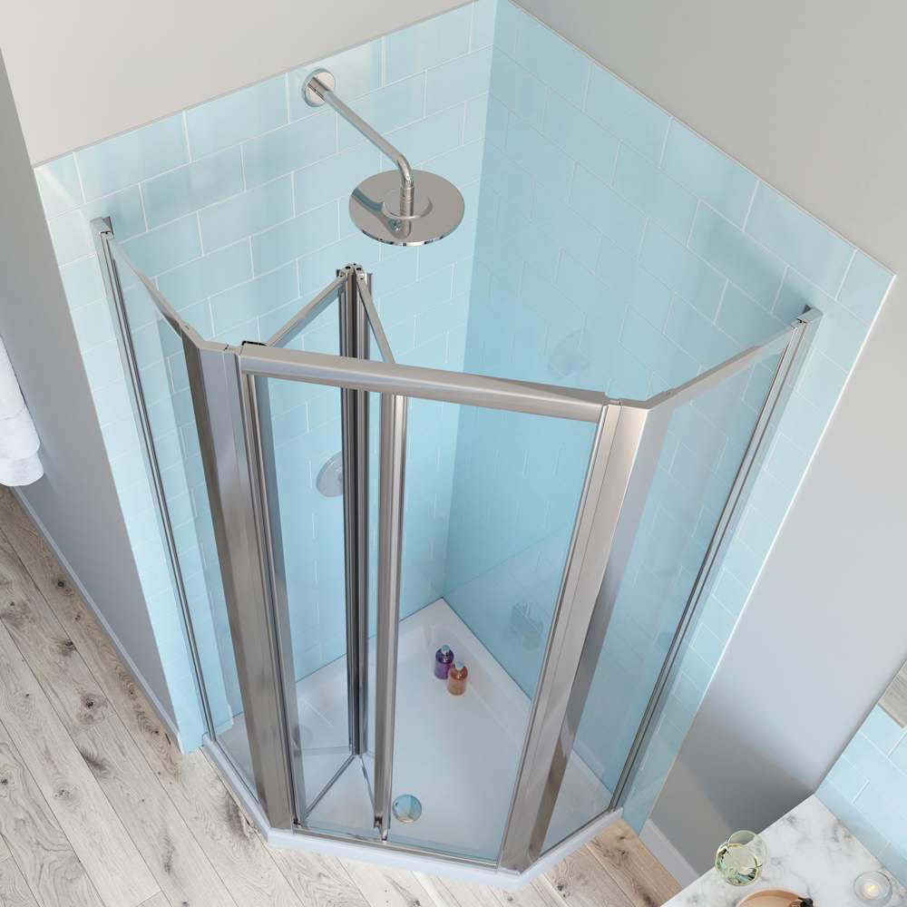 Lakes Classic 900 x 900mm Pentagon Framed Shower Enclosure with Bi-Fold Door