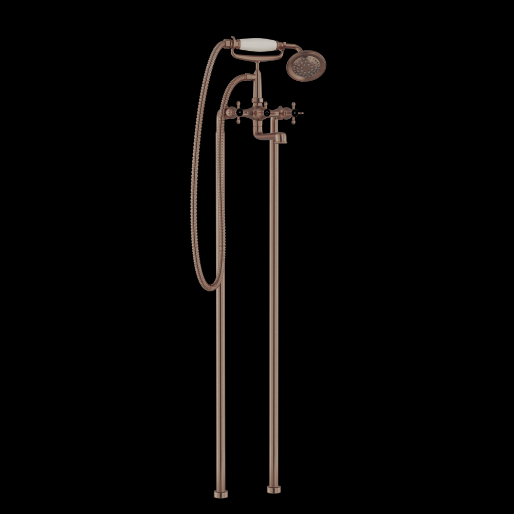 Jaquar Queens Prime Antique Copper Freestanding Bath Shower Mixer With Handshower & Hose