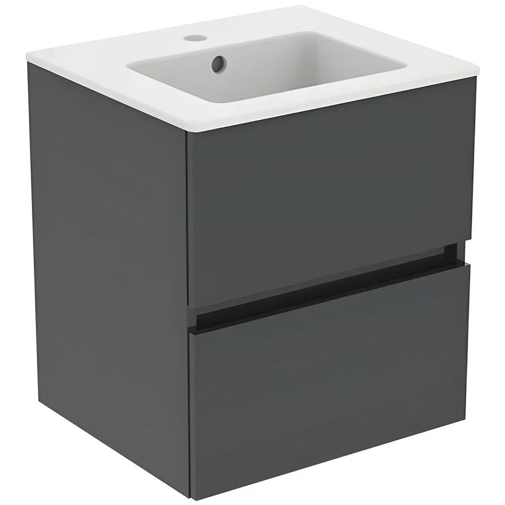 Ideal Standard Eurovit+ 500mm Mid Grey 2 Drawer Wall Hung Unit and Basin