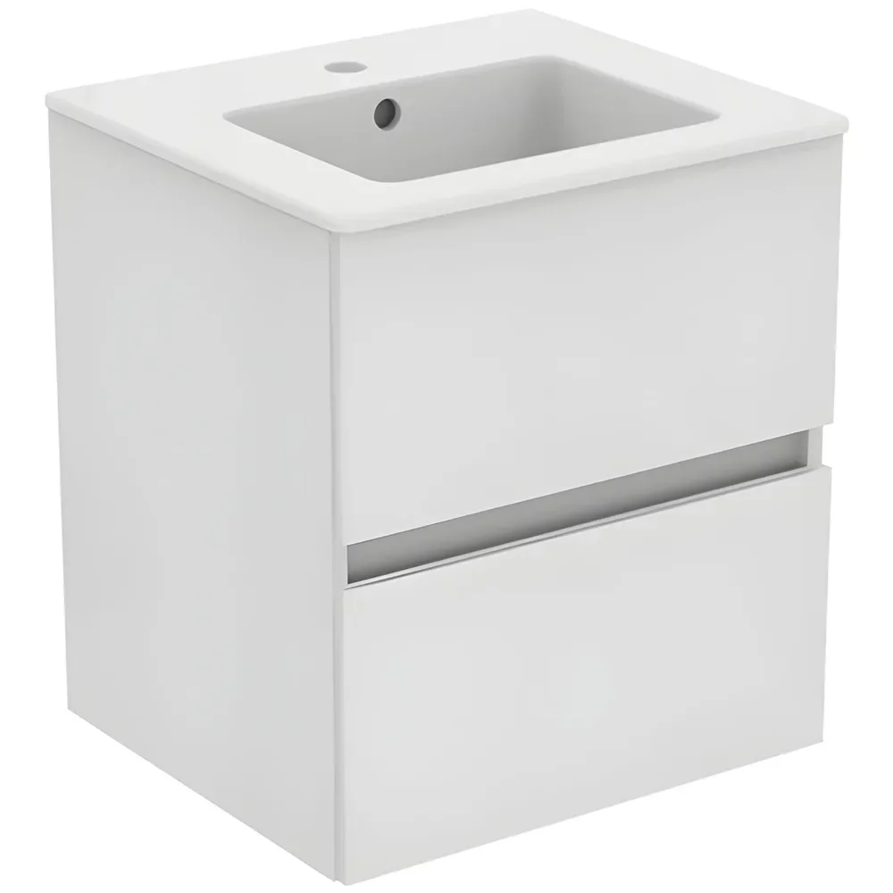Ideal Standard Eurovit+ 500mm Gloss White 2 Drawer Wall Hung Unit and Basin