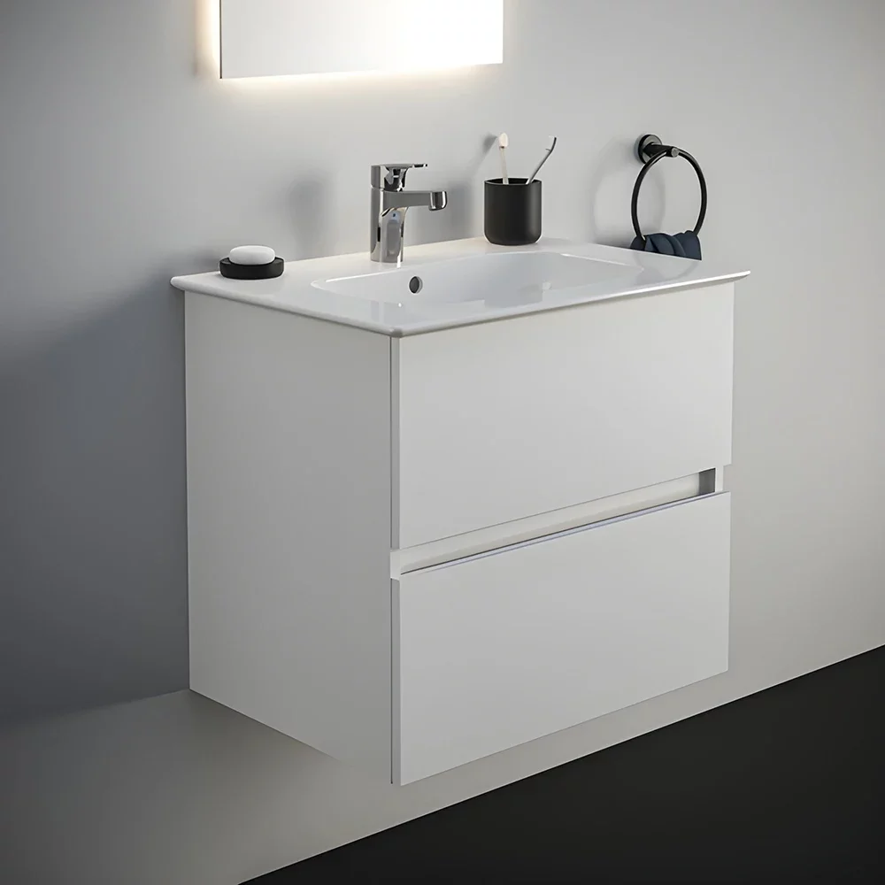 Ideal Standard Eurovit+ 600mm Gloss White 2 Drawer Wall Hung Unit and Basin