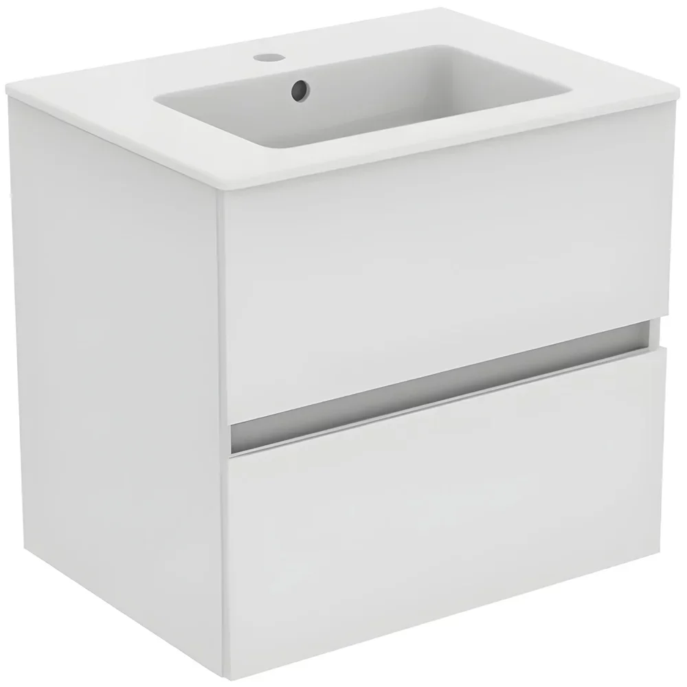 Ideal Standard Eurovit+ 600mm Gloss White 2 Drawer Wall Hung Unit and Basin