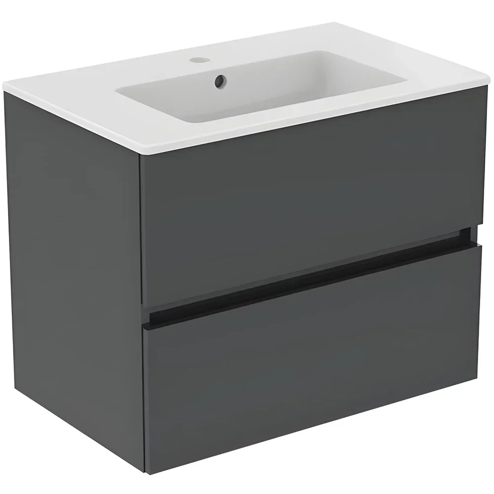 Ideal Standard Eurovit+ 700mm Mid Grey 2 Drawer Wall Hung Unit and Basin