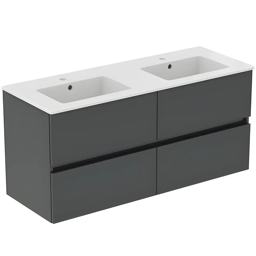 Ideal Standard Eurovit+ 1200mm Mid Grey Wall Mounted 4 Drawer Unit and Basin