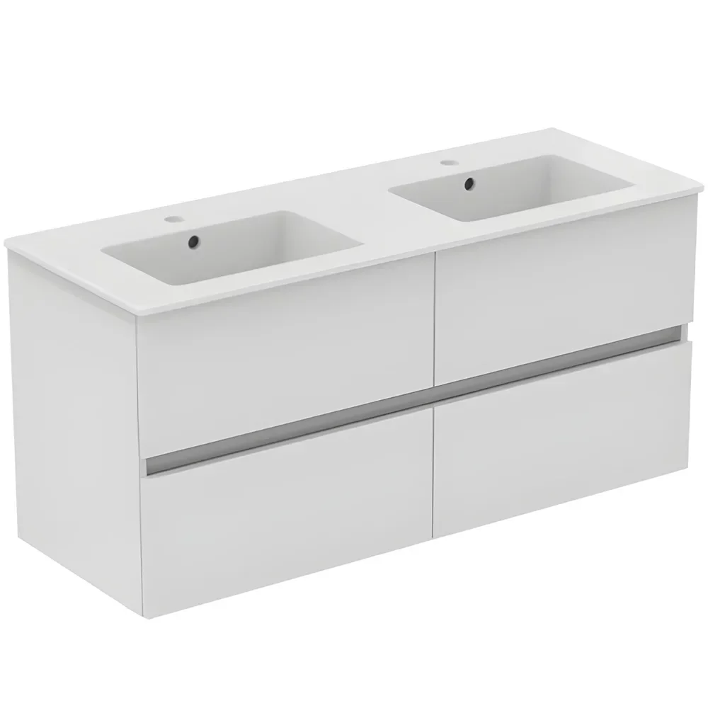 Ideal Standard Eurovit+ 1200mm Gloss White Wall Mounted 4 Drawer Unit and Basin