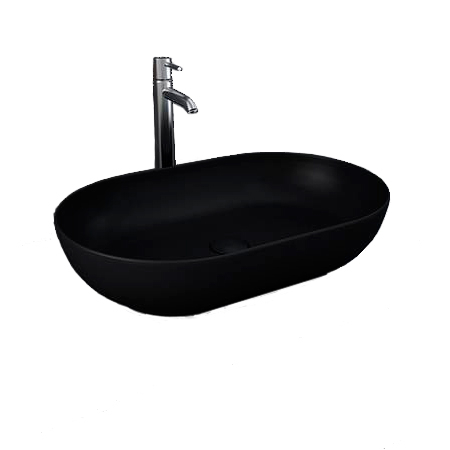 Feeling Oval Countertop Basin Matt Black - RAK Ceramics