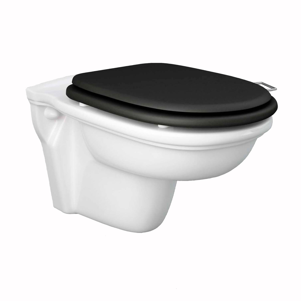 Washington Wall Hung Rimless WC with Soft Close Seat Black - RAK Ceramics