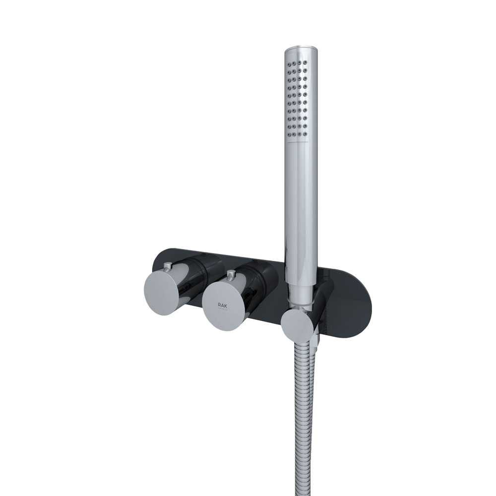 Feeling Black Round Dual Outlet Shower Valve with Shower Kit by RAK Ceramics