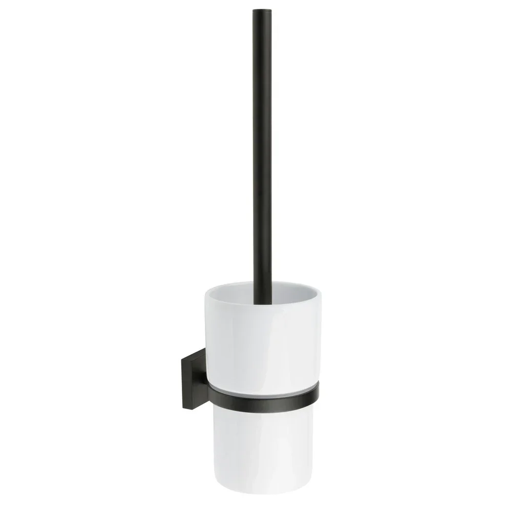 Smedbo House Matt Black Toilet Brush with Porcelain Holder