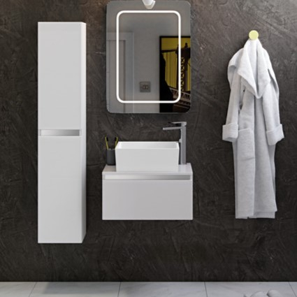 Campbell 600mm White Gloss 1 Drawer Wall Hung Vanity Unit (No Top)