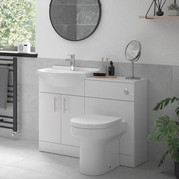 Watervale 1060mm White Gloss Combination Vanity Unit and Toilet Unit Pack