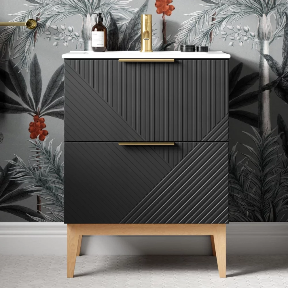 Herve 815mm Matt Graphite Grey Vanity Unit with Ceramic Basin
