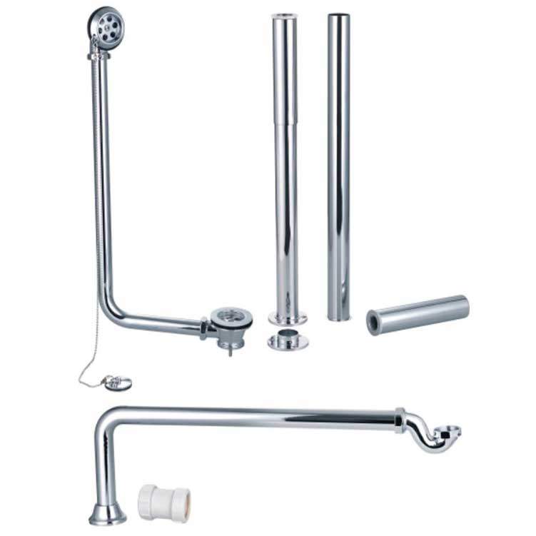 Exposed Bath Plug & Chain Waste With Pipe Shrouds - Chrome