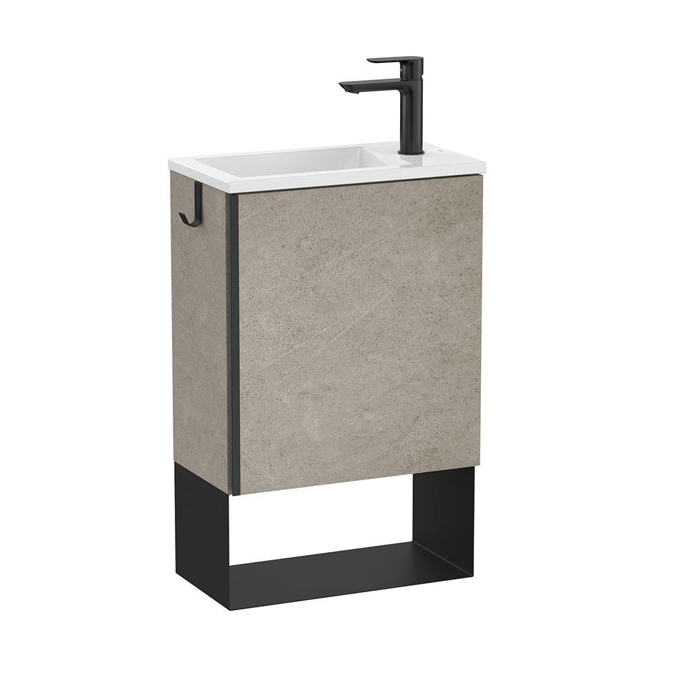 Roca Concrete Grey Mini Pro 465mm Washbasin and Vanity Unit