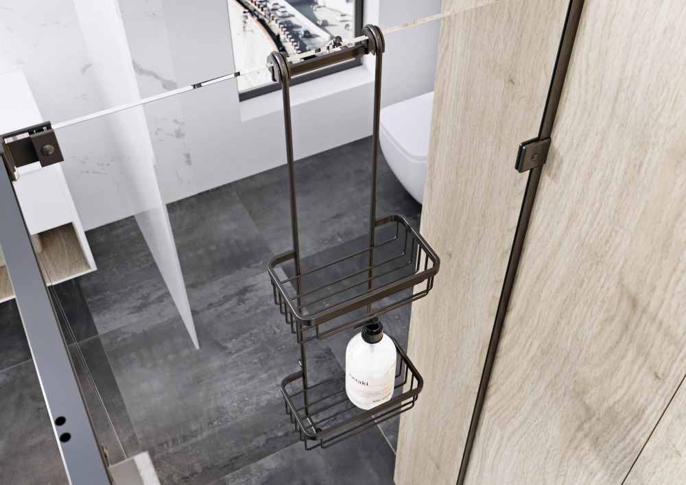 Roman Black Double Hanging Shower Basket RSB01B Click Collect Free