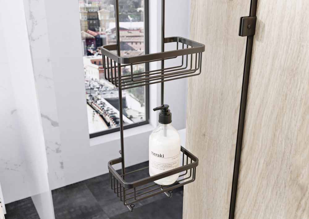 Roman Black Double Hanging Shower Basket RSB01B Click Collect Free