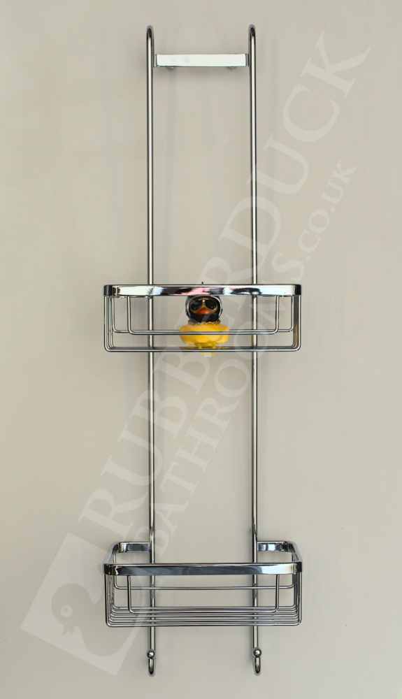 Roman RSB01 Chrome Double Hanging Shower Basket with Hooks