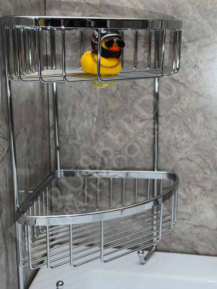 Roman Double Chrome Corner Shower Basket Chrome with Hook RSB05
