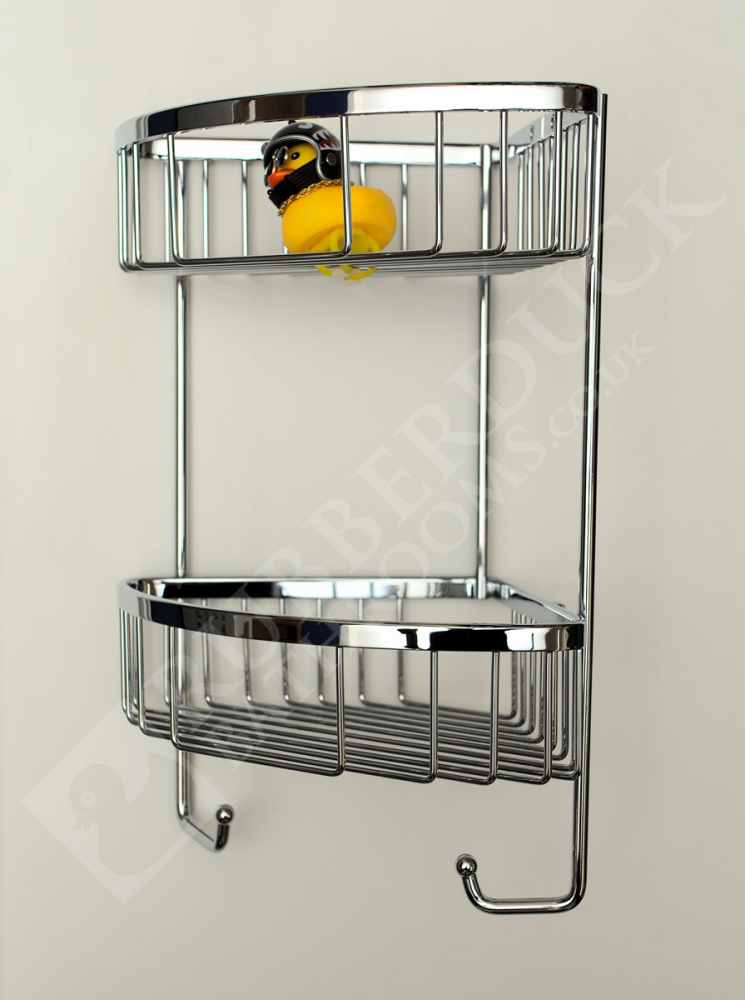 Roman Double Chrome Corner Shower Basket Chrome with Hook RSB05