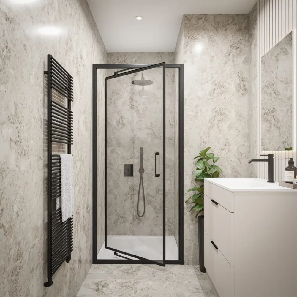 Tissino Rivelo 760mm Infold Door - Matt Black