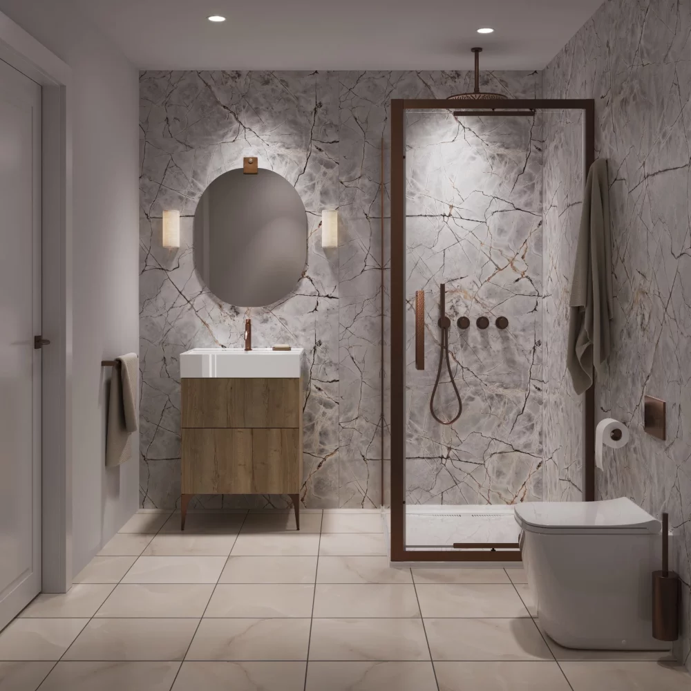 Roma Marble Showerwall Majestic Waterproof Core Laminate Panels