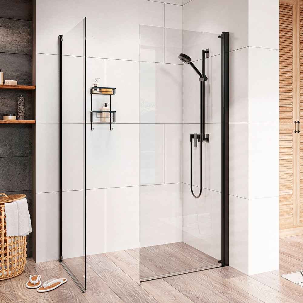 Roman Access 400mm Matt Black Pivoting Wetroom Panel