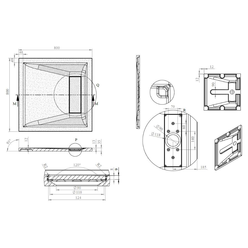 Roman Infinity 800 x 800mm Shower Tray Roman Infinity Square Shower