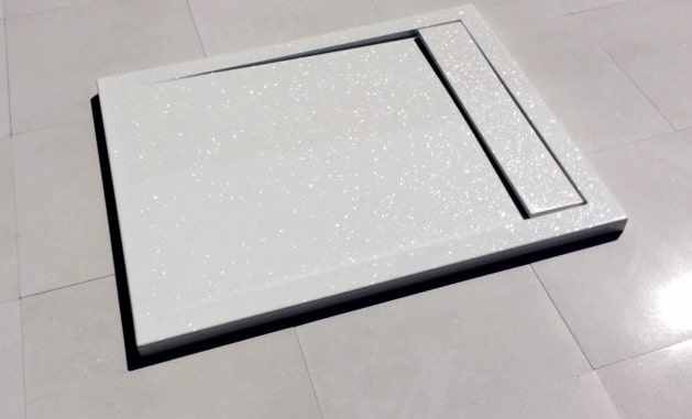 Roman Infinity Shower Tray, 1200mm x 900mm - Shimmer White, Black & Grey
