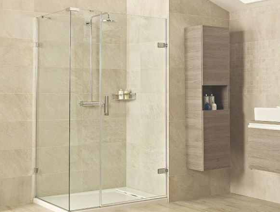 Roman Liberty 1000 x 800mm Hinged Shower Door with Side and In-Line Panels - 10mm Glass